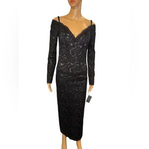 ROSE TAFT COUTURE embroidered lace with Swarovski  crystals Off-Shoulder Dress